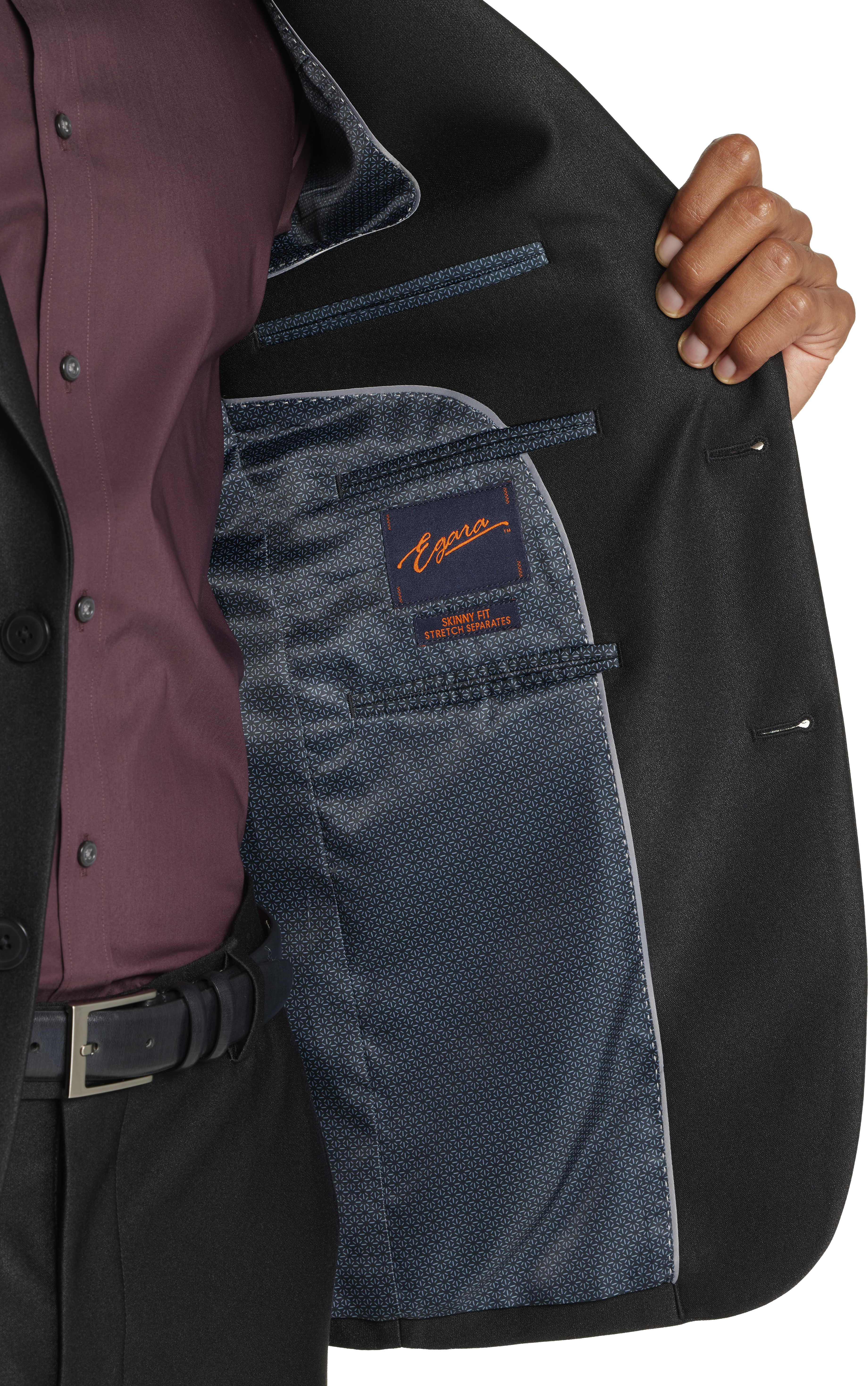 Skinny Fit Peak Lapel Shiny Suit Jacket