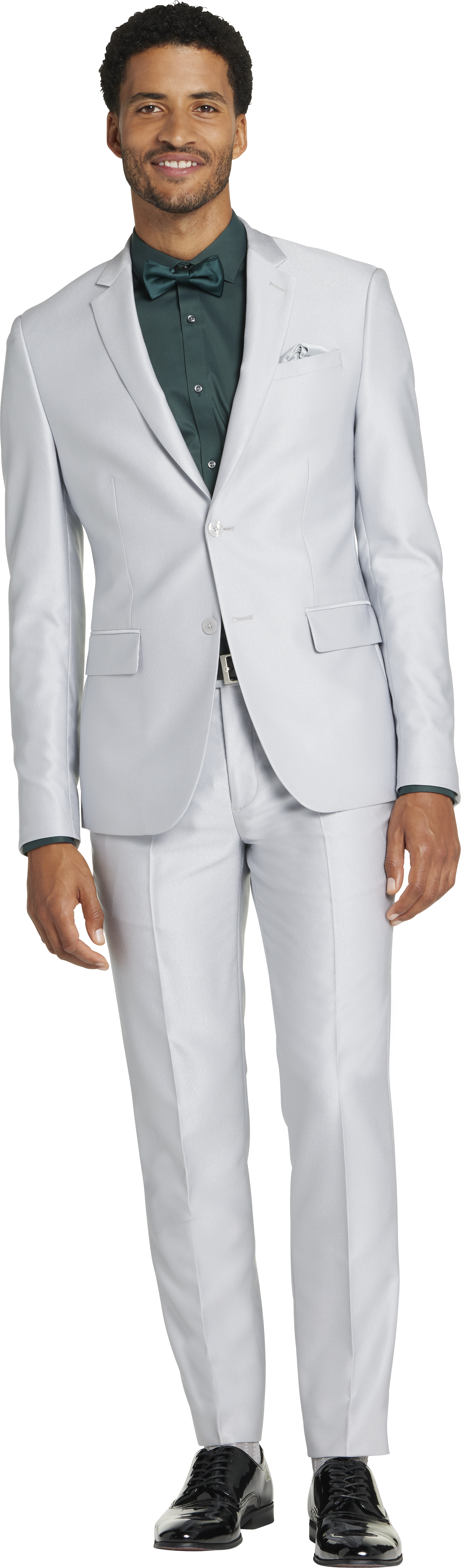 Skinny Fit Notch Lapel Shiny Suit Separates Jacket