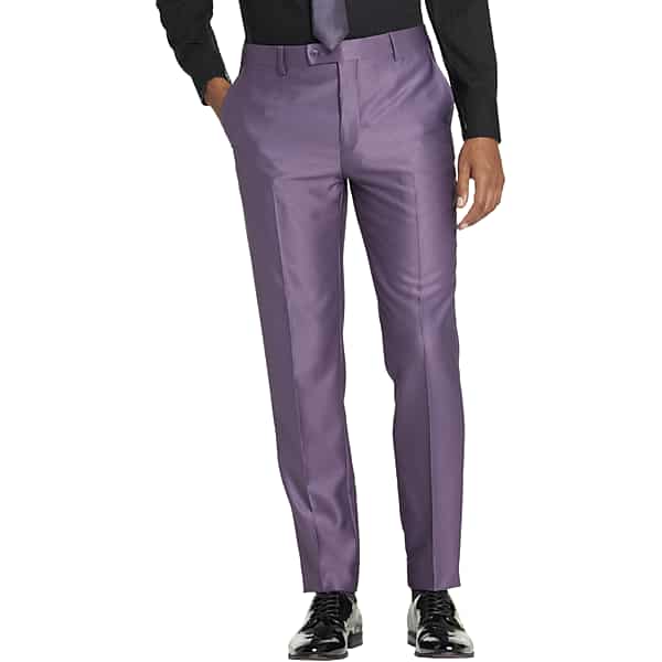 Egara Big & Tall Skinny Fit Shiny Men's Suit Separates Pants Purple - Size: 44W x 32L