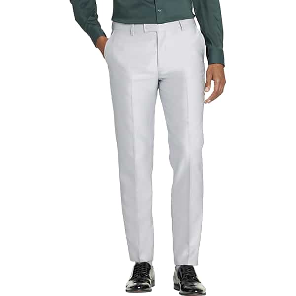 Egara Skinny Fit Shiny Men's Suit Separates Pants Platinum - Size: 34W x 30L