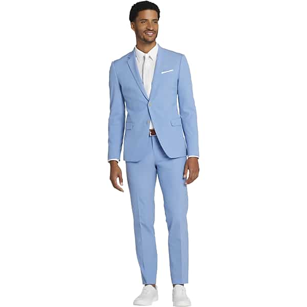 Egara Big & Tall Skinny Fit Notch Lapel Men's Suit Separates Jacket Med Blue - Size: 46 Extra Long
