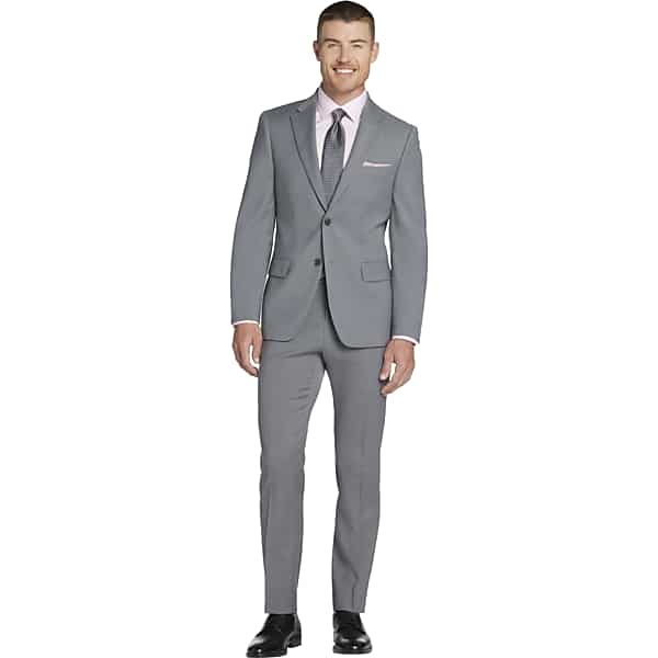 Tommy Hilfiger Modern Fit Wool Blend Twill Men's Suit Jacket Pearl Grey Twill - Size: 46 Regular TMW3YG846216