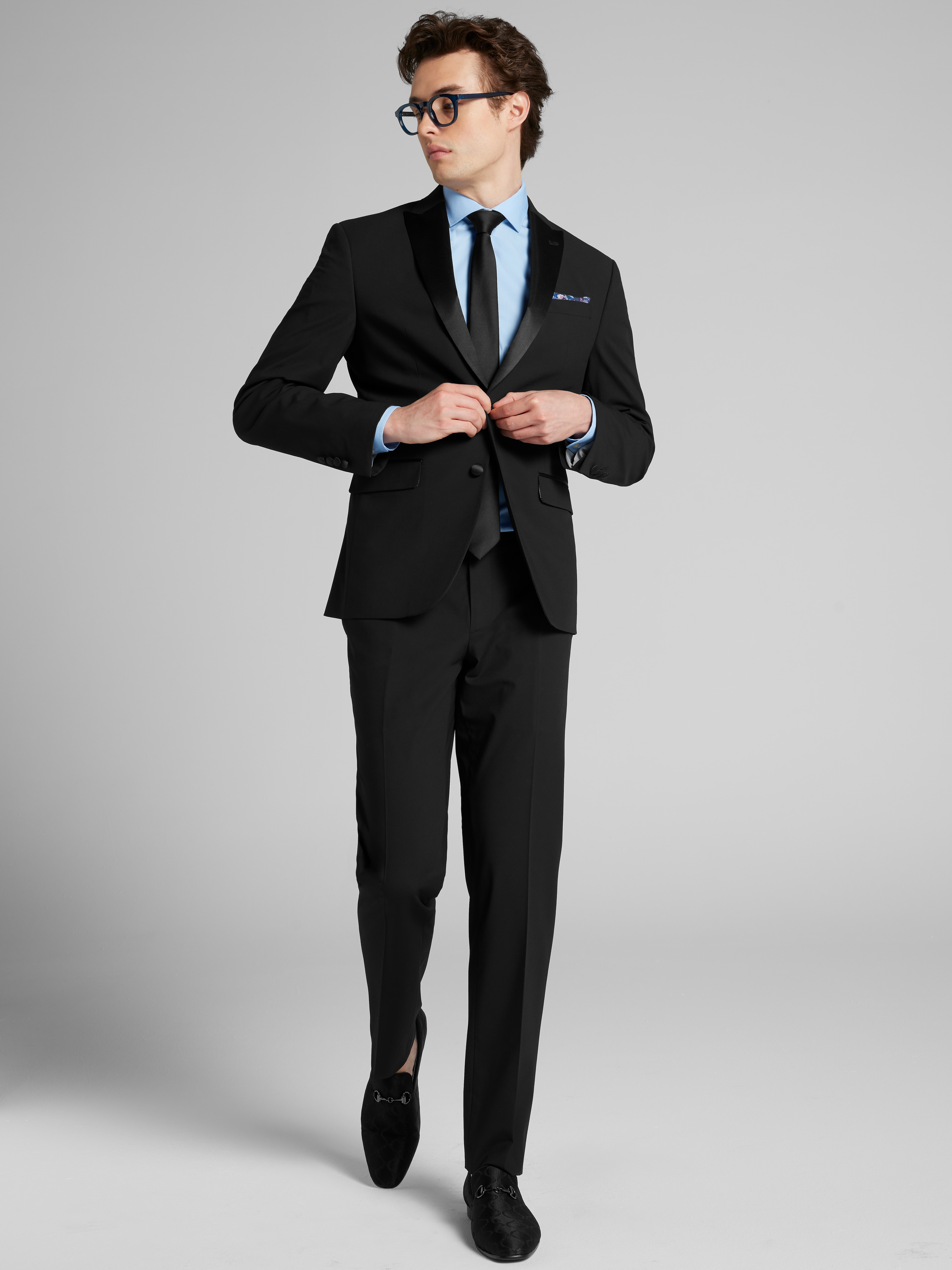 Skinny Fit Satin Peak Lapel Tuxedo Jacket