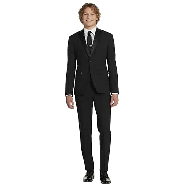 Egara Big & Tall Men's Skinny Fit Satin Peak Lapel Tuxedo Jacket Formal Black - Size: 44 Extra Long TMW3YGC44410