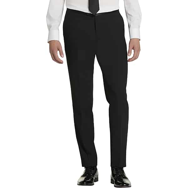 Egara Men's Skinny Fit Satin Tuxedo Pants Formal Black - Size: 30W x 34L TMW3YGD30F10