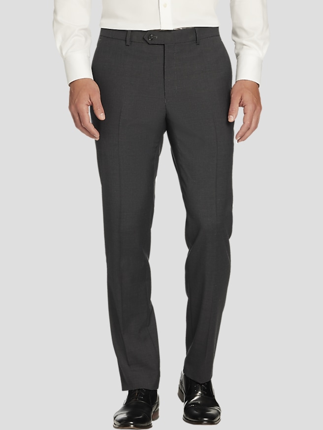 Tommy Hilfiger Modern Fit Wool Blend Twill Men's Suit Pants , Charcoal Twill / Gray
