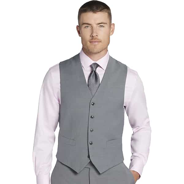 Tommy Hilfiger Modern Fit Men's Suit Separates Twill Vest Pearl Grey Twill - Size: Medium