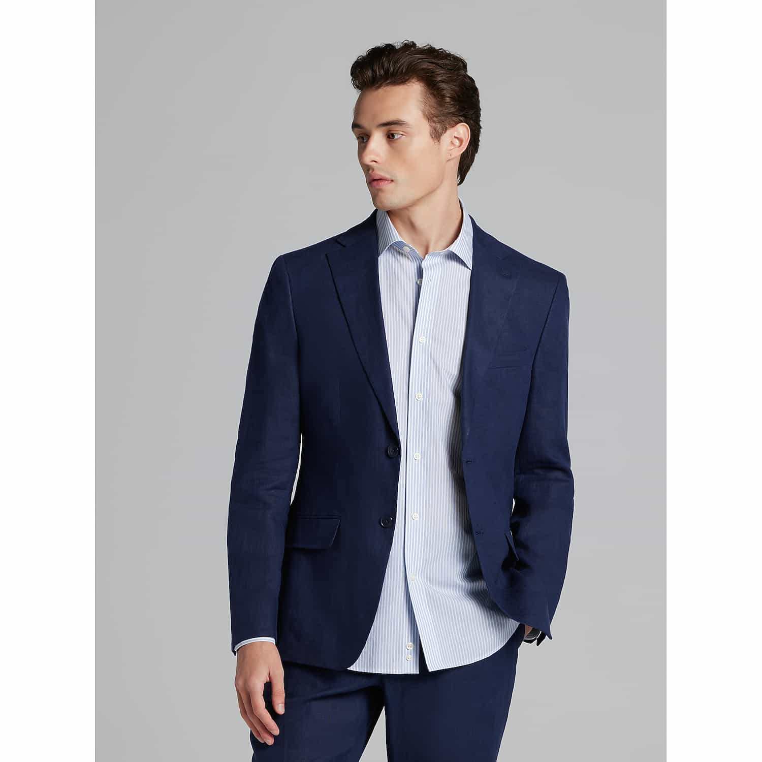 Tommy Hilfiger Modern Fit Linen Suit Jacket in Navy Solid, Size 42R – Lightweight Men’s Blazer for Weddings, Prom, Office and Summer Events
