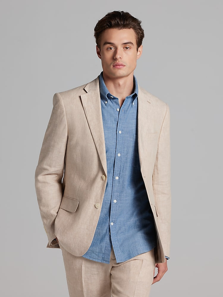 Tommy Hilfiger Men's Modern-Fit 100% Linen Sport Coat - Tan - Size 36S