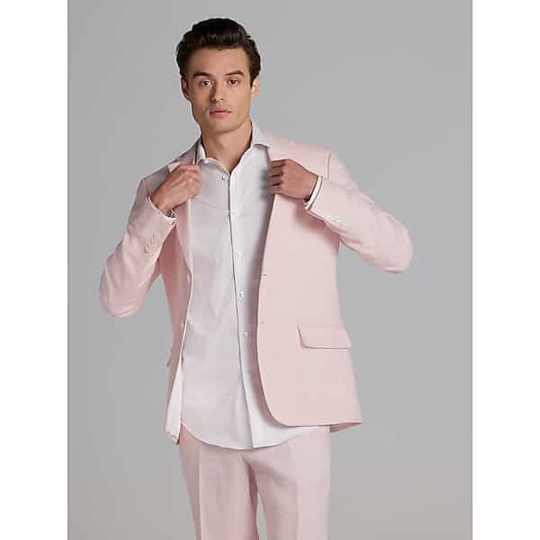 Tommy Hilfiger Modern Fit Linen Men's Suit Jacket Pink - Size: 58 Regular TMW3YGU58245