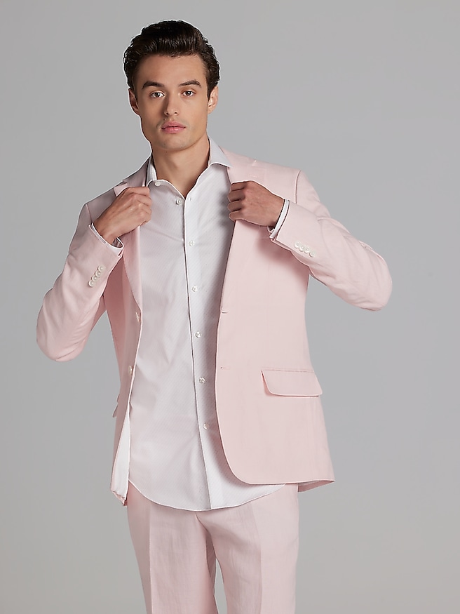 Tommy Hilfiger Modern Fit Linen Men's Suit Jacket , Pink