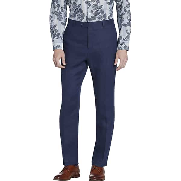 Tommy Hilfiger Modern Fit Linen Men's Suit Pants Navy Solid - Size: 38W x 32L TMW3YGV38T01