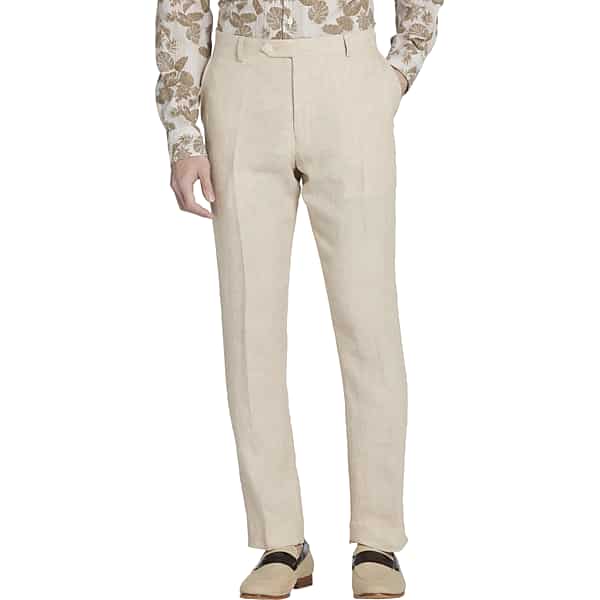 Tommy Hilfiger Modern Fit Linen Men's Suit Pants Tan Solid - Size: 31W x 32L TMW3YGV31T05