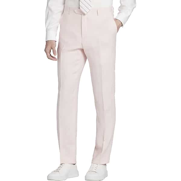 Tommy Hilfiger Big & Tall Modern Fit Linen Men's Suit Pants Pink - Size: 46W x 34L TMW3YGW46F45
