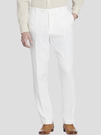 Men's White Linen Dress Pants