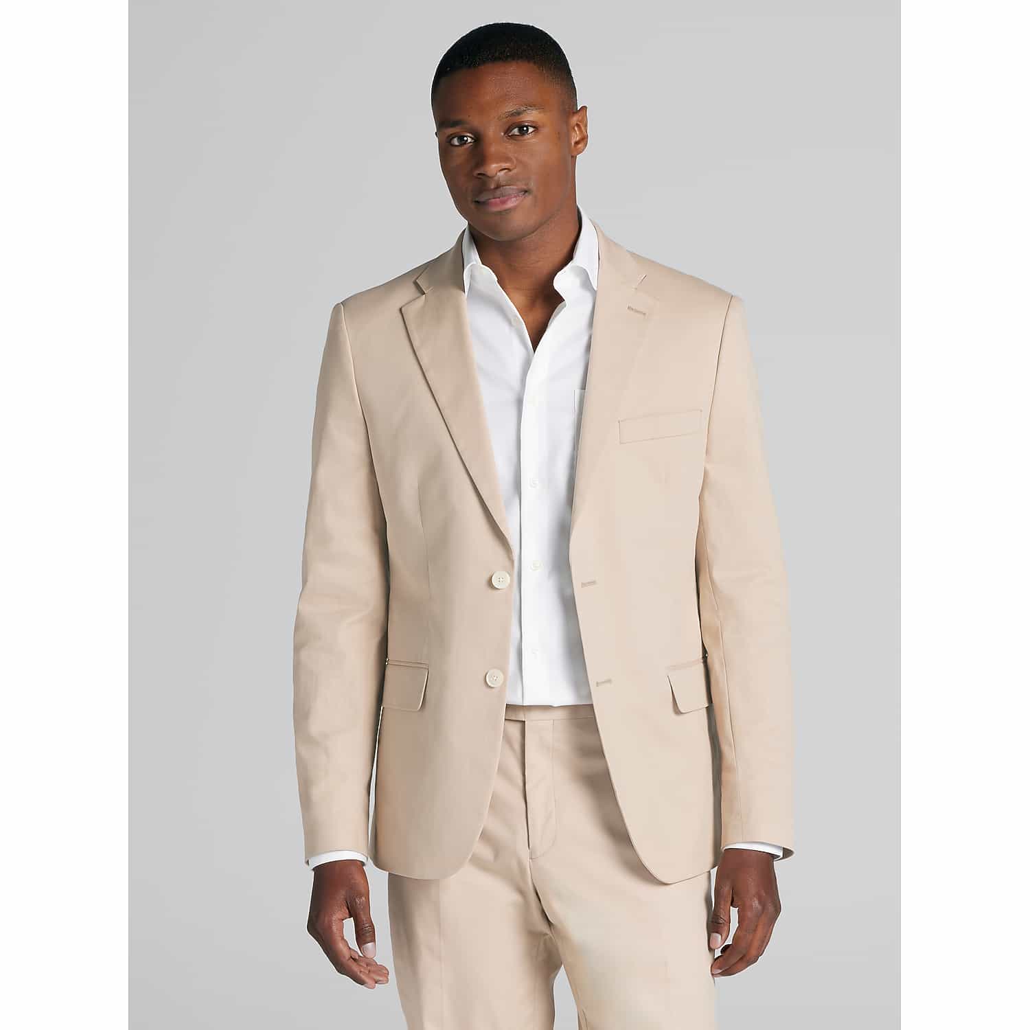 Tommy Hilfiger Big & Tall Modern Fit Suit Jacket in Khaki Tan – Cotton Blend Men’s Blazer, Size 54 Long