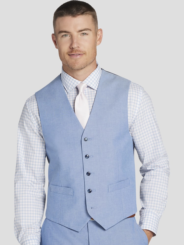 mens dress vests blue Hisdern Men's Navy Blue Satin Suit Vest Formal Wear 3XL