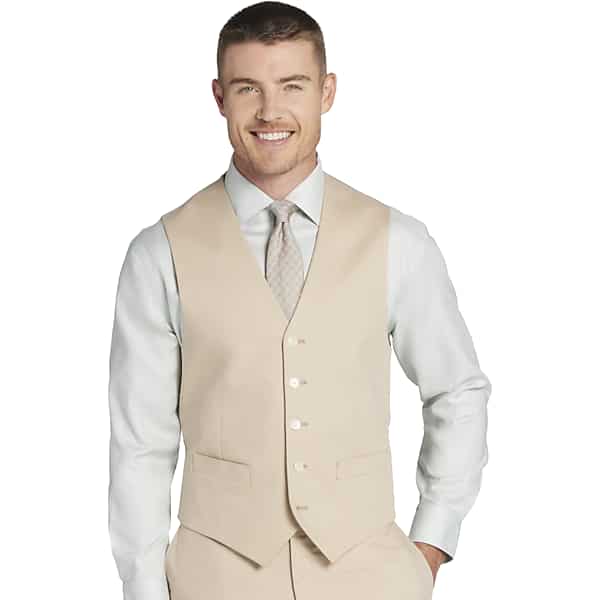Tommy Hilfiger Modern Fit Cotton Blend Men's Suit Vest Khaki - Size: Small