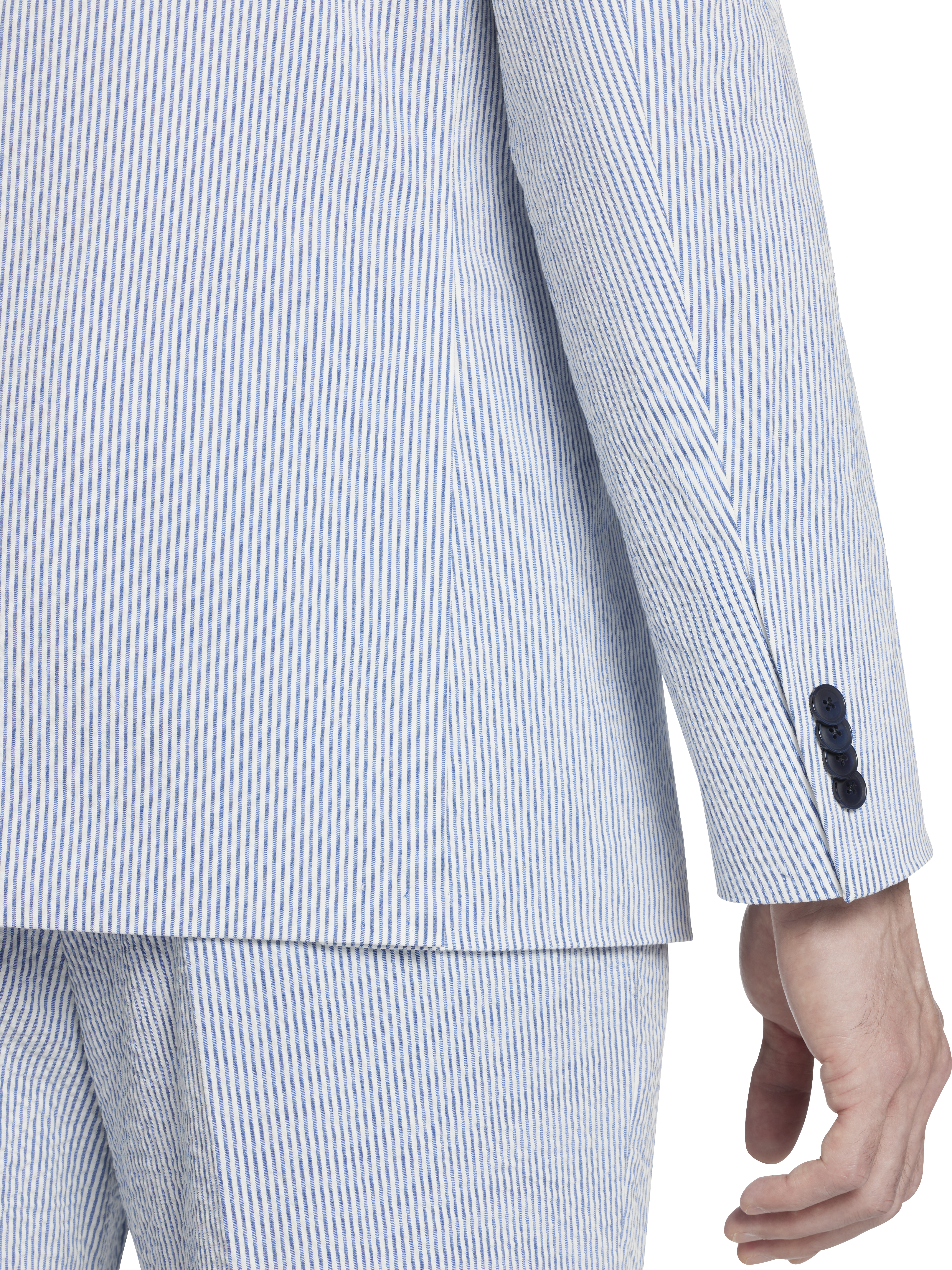 Modern Fit Cotton Blend Seersucker Suit Jacket