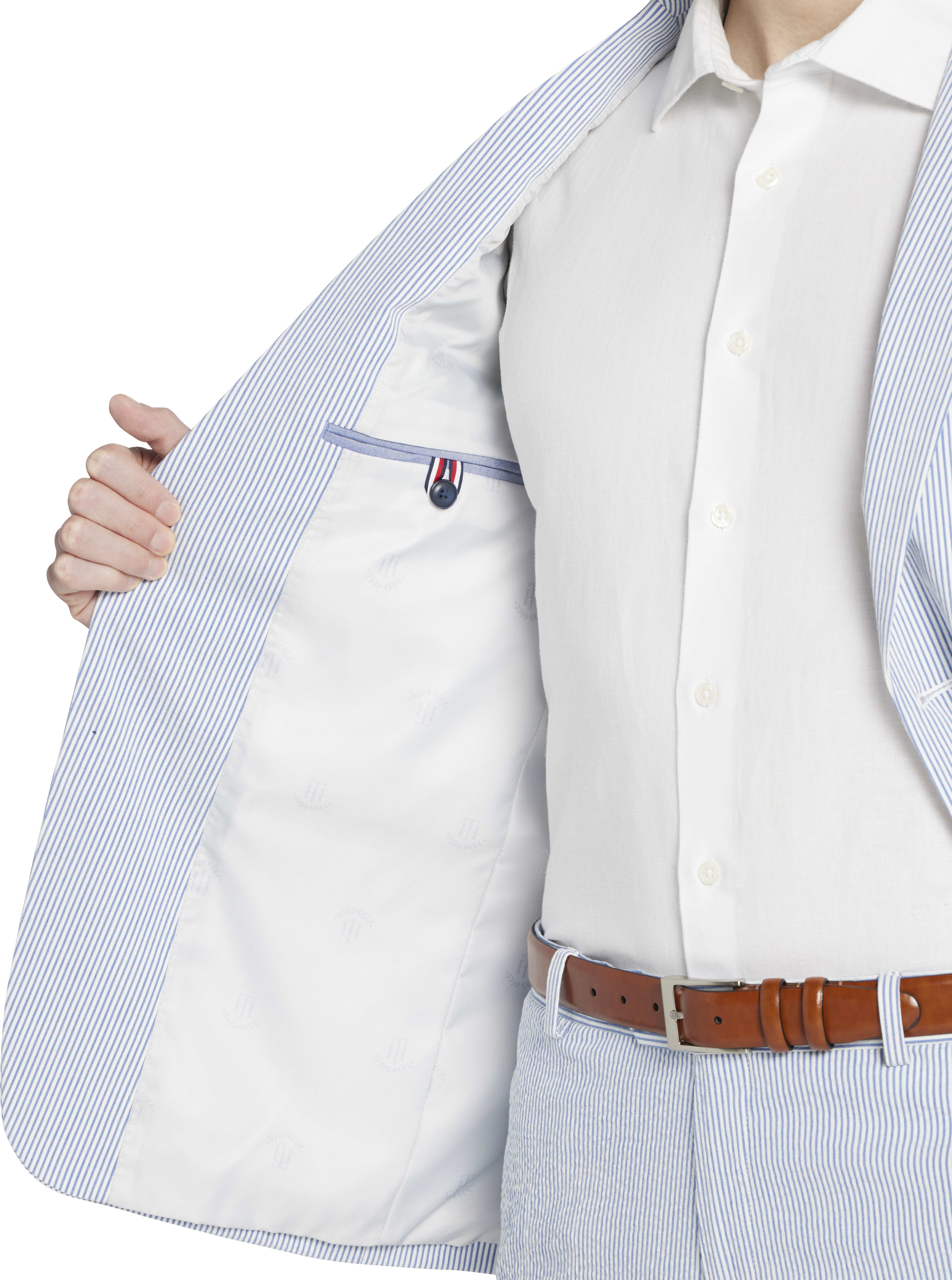 Modern Fit Cotton Blend Seersucker Suit Jacket