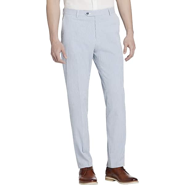 Tommy Hilfiger Modern Fit Seersucker Men's Suit Pants Blue/White Seersucker - Size: 44W x 32L TMW3YH944T76