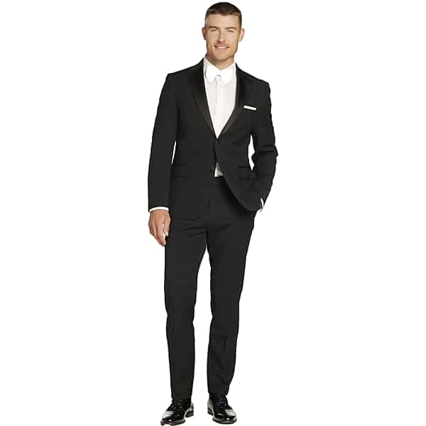 Tommy Hilfiger Men's Modern Fit Wool Blend Notch Lapel Tuxedo Jacket Formal Black - Size: 50 Regular TMW3YHE50210