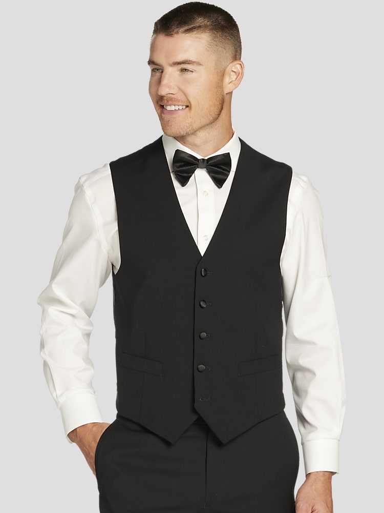 Tommy Hilfiger Men's Modern-Fit Flex Stretch Tuxedo Vest - Black - XL