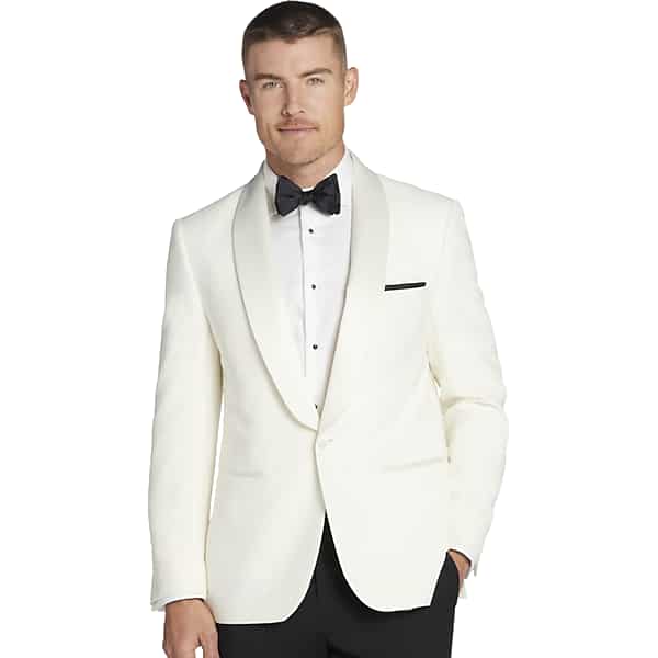 Tommy Hilfiger Men's Slim Fit Wool Blend Notch Lapel Tuxedo Jacket White - Size: 58 Long TMW3YHL58349