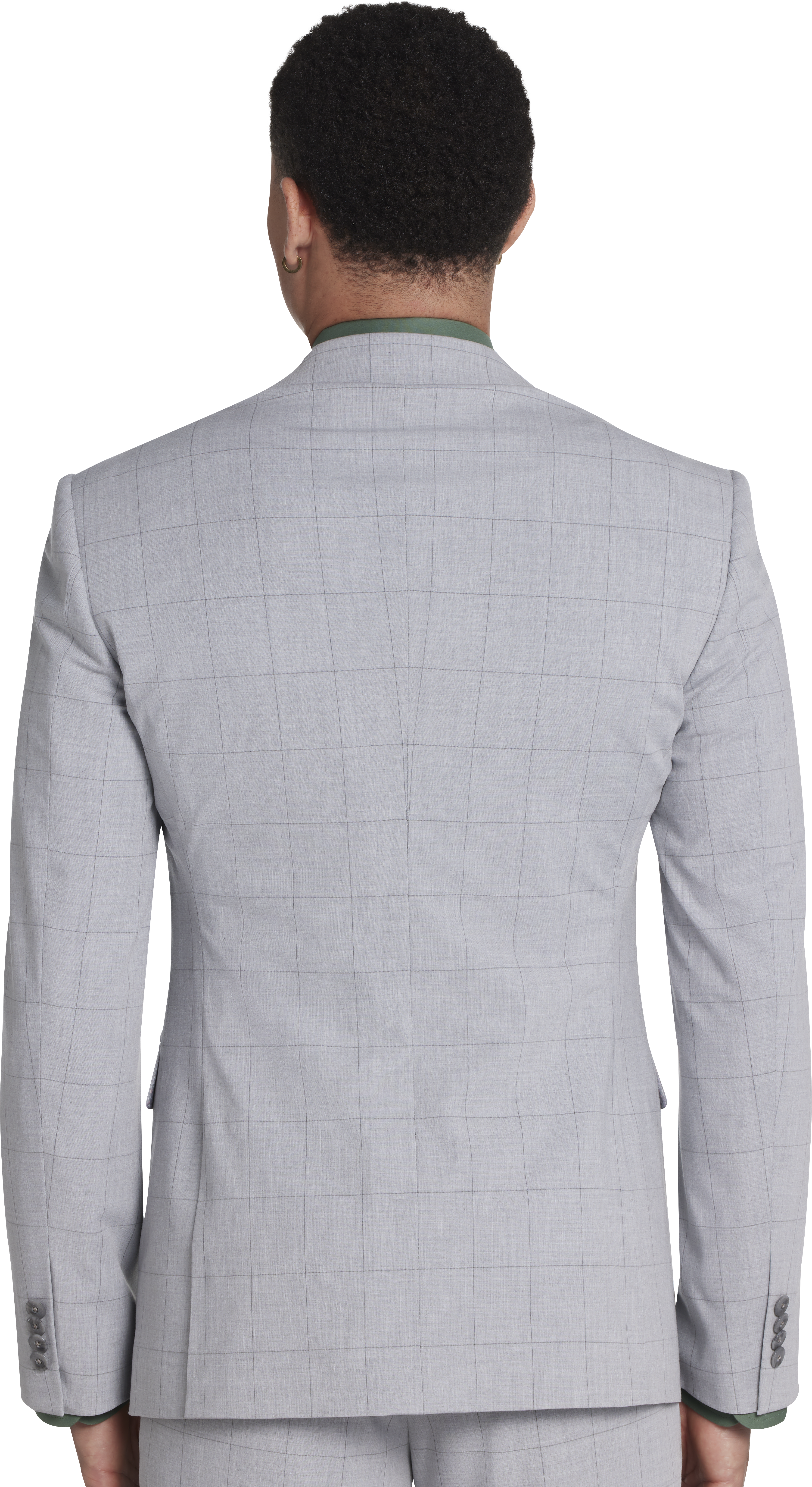 Skinny Fit Peak Lapel Windowpane Suit Separates Jacket