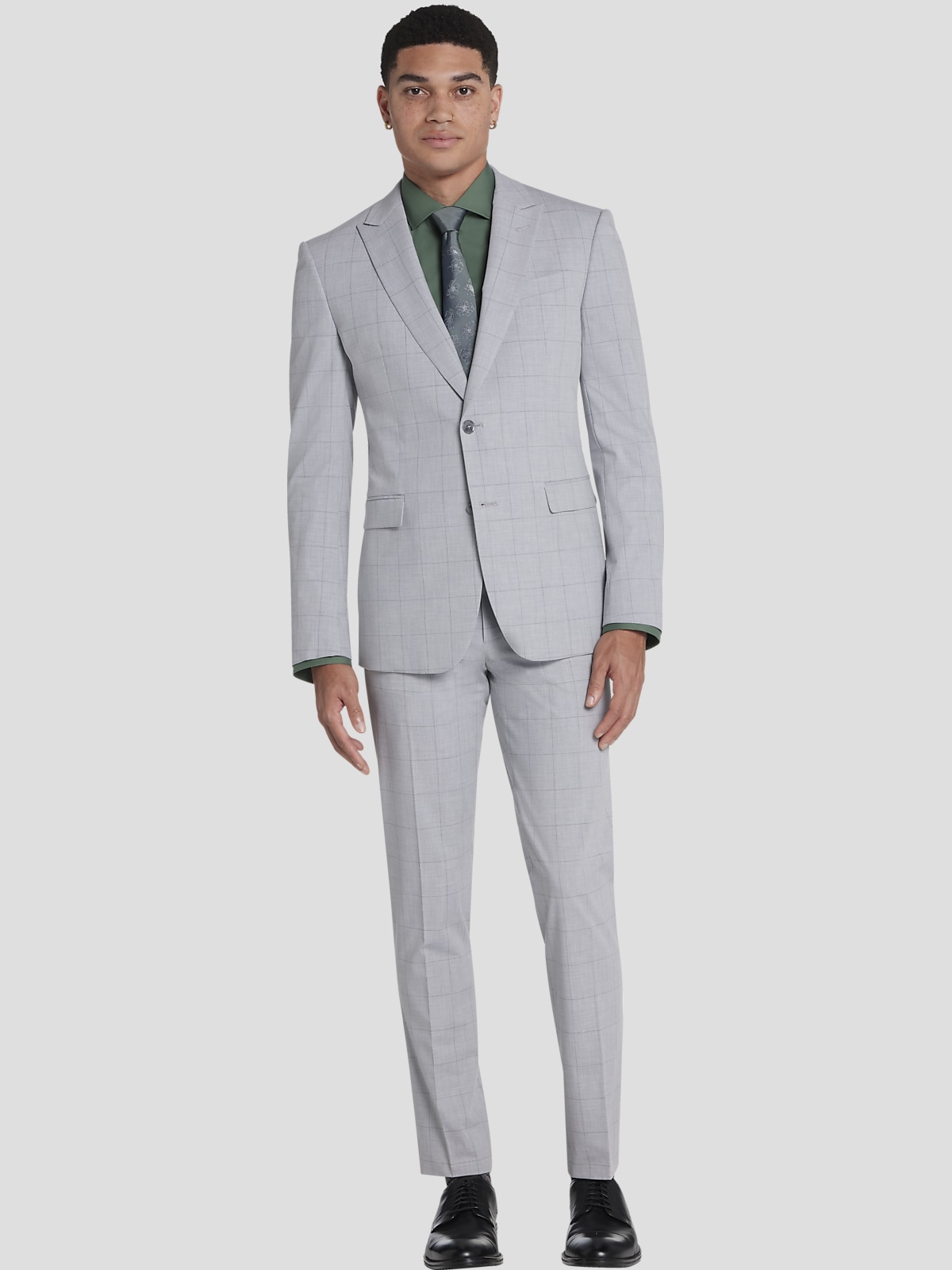 Skinny fit grey suit sales