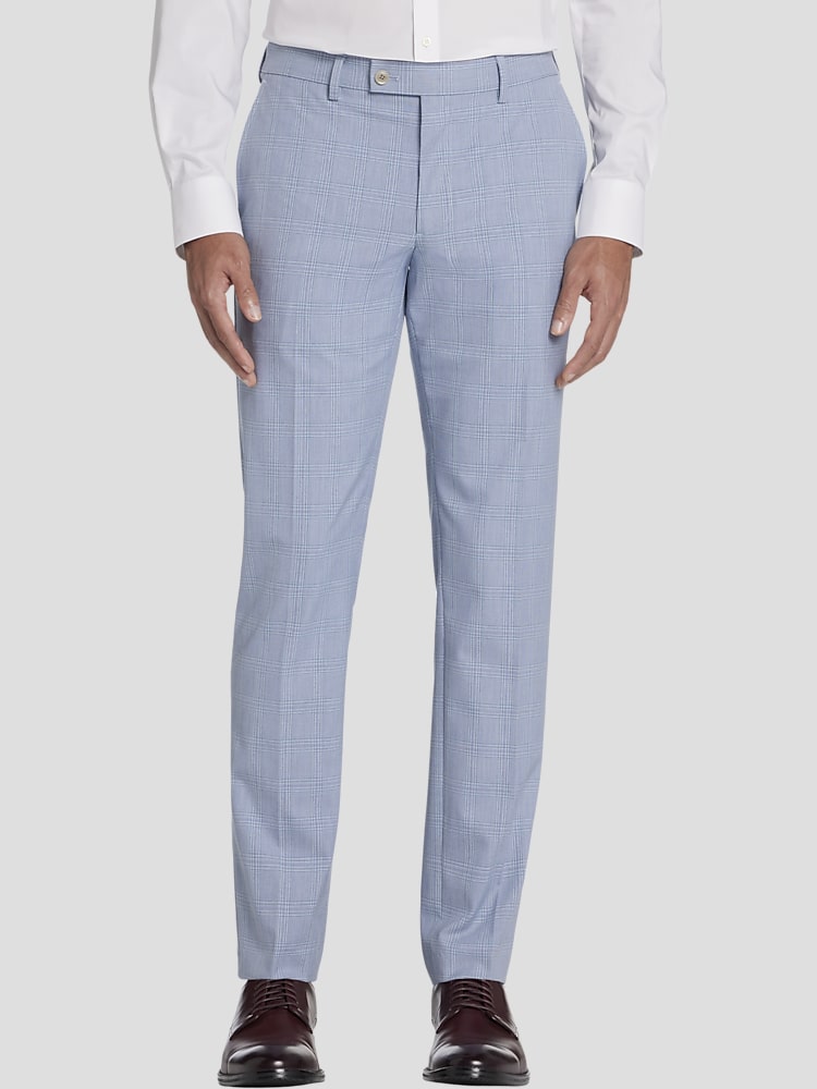 Men's plaid skinny fit dress pants discount
