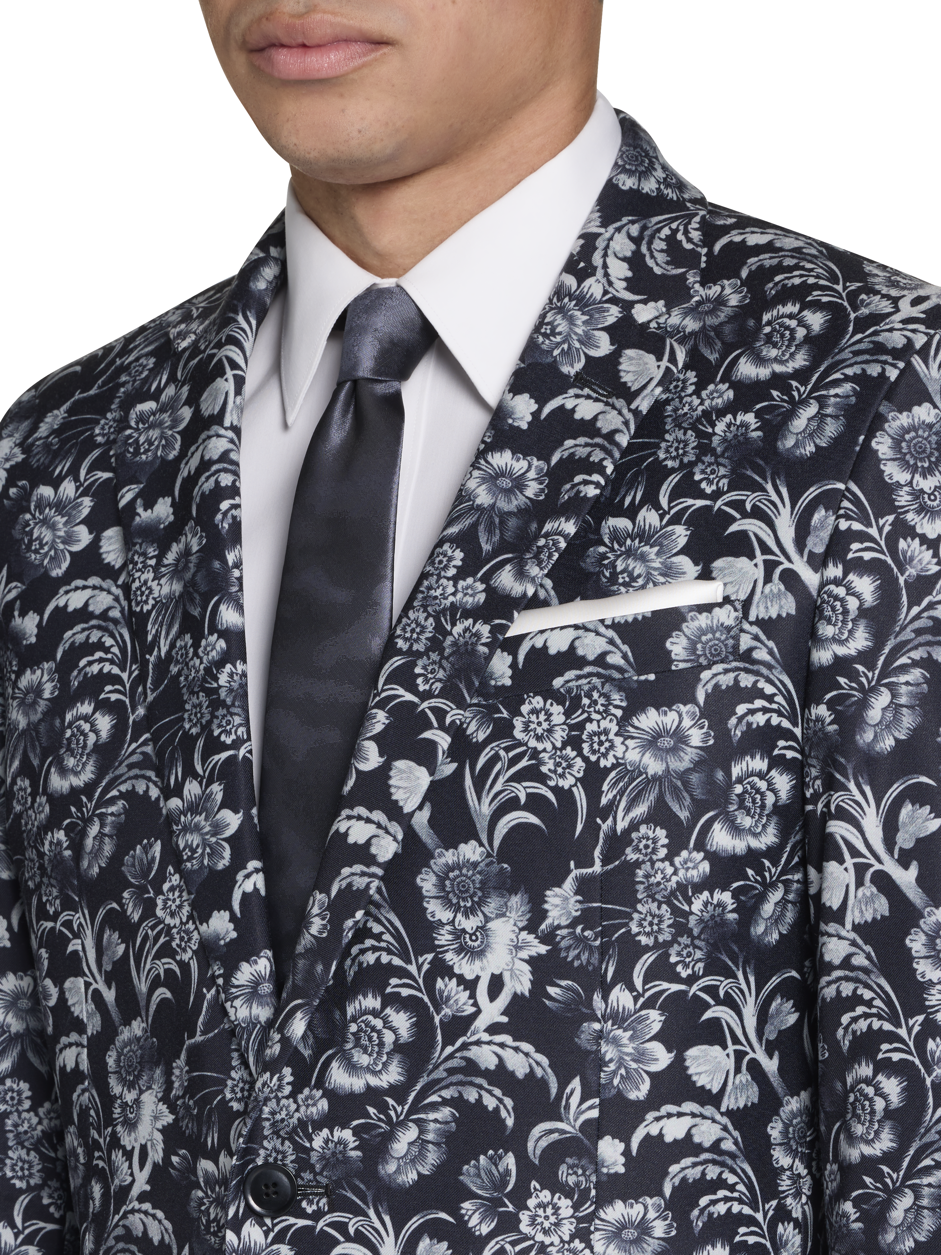 Skinny Fit Peak Lapel Floral Suit Separates Jacket