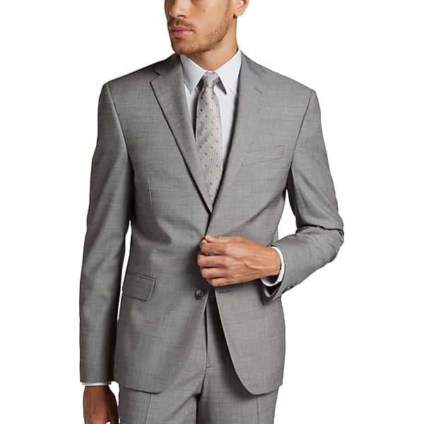 Awearness Kenneth Cole Big & Tall Executive Fit Men's Suit Jacket Black/White Sharkskin - Size: 58 Long TMW3YR258378