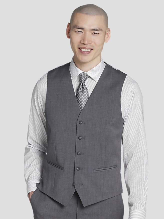 Awearness Kenneth Cole Big & Tall CHILLFLEX Modern Fit Men's Suit Vest , Dove Grey / Gray