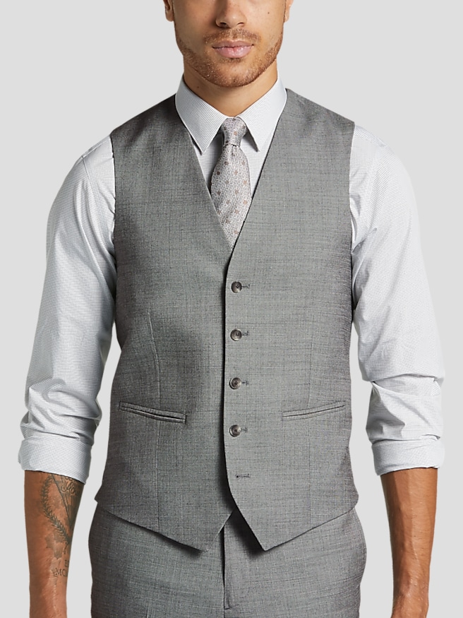 Awearness Kenneth Cole Big & Tall CHILLFLEX Modern Fit Men's Suit Vest , Black/White Sharkskin
