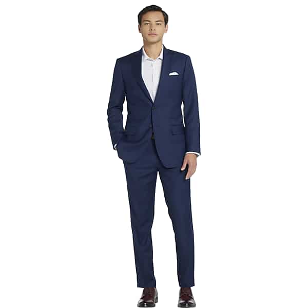 JOE Joseph Abboud Slim Fit Wool Blend Men's Suit Jacket Blue/Postman - Size: 48 Regular TMW3YW948214