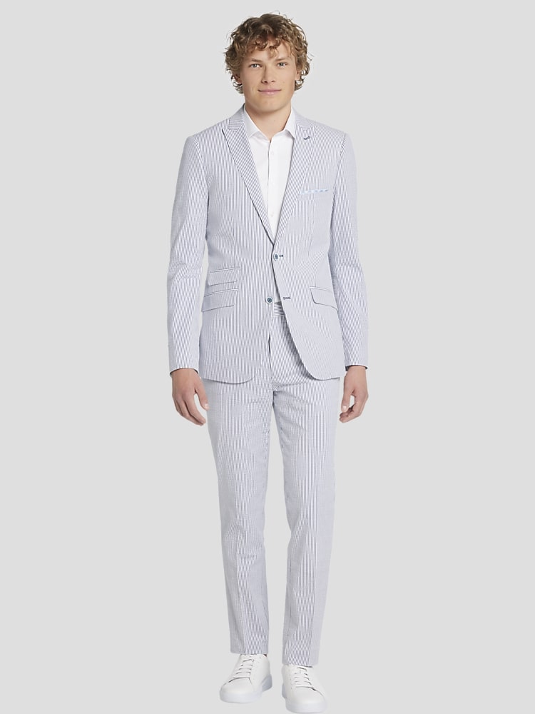 Slim fit seersucker blazer deals
