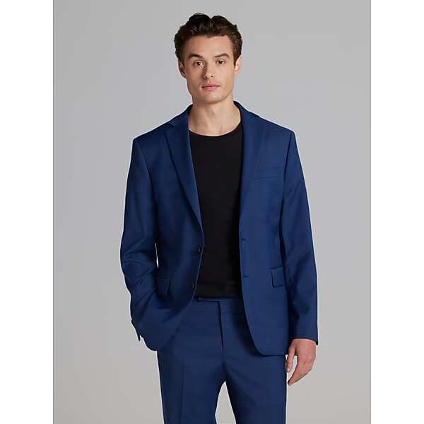 Awearness Kenneth Cole CHILLFLEX Slim Fit Men's Suit Jacket Blue/Postman - Size: 48 Regular TMW3YX148214