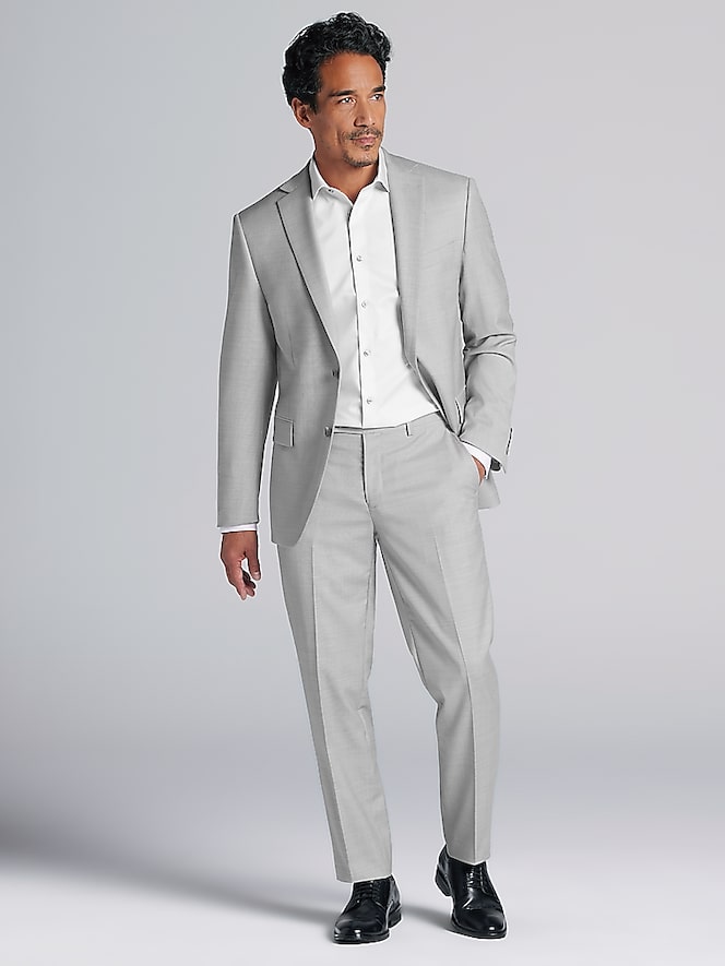 Awearness Kenneth Cole CHILLFLEX Slim Fit Premium Wool Blend Suit Jacket, Light Gray Solid - Image 6 of 8