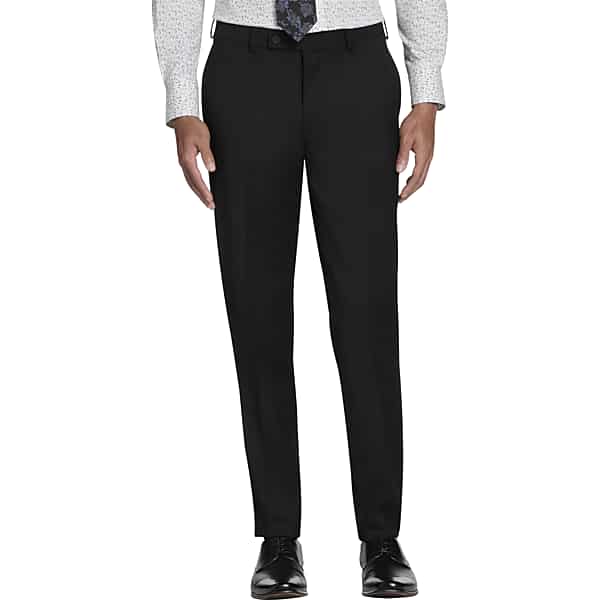 Awearness Kenneth Cole CHILLFLEX Slim Fit Men's Suit Pants Black Solid - Size: 34W x 34L