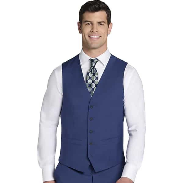 Awearness Kenneth Cole Big & Tall CHILLFLEX Slim Fit Premium Wool Blend Men's Suit Vest Blue/Postman - Size: 3X