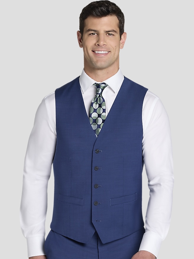 Awearness Kenneth Cole CHILLFLEX Slim Fit Men's Suit Vest , Blue/Postman