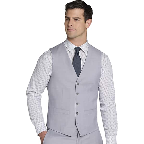 Awearness Kenneth Cole Big & Tall CHILLFLEX Slim Fit Men's Suit Separates Vest Light Gray Solid - Size: 6X