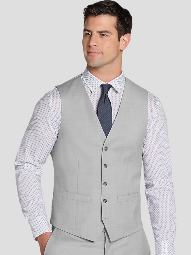 Awearness Kenneth Cole CHILLFLEX Slim Fit Men's Suit Vest , Light Gray Solid