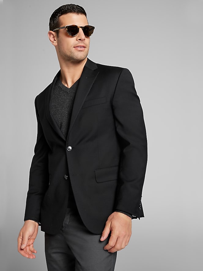 Joseph Abboud Classic Fit Premium Wool Blend Suit Jacket, Black Solid - Image 8 of 8