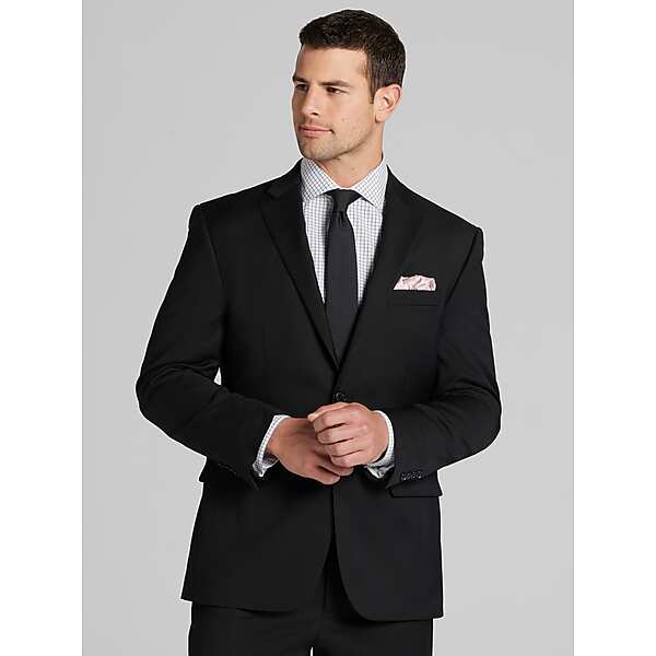 Joseph Abboud Big & Tall Classic Fit Wool Blend Men's Suit Jacket Black Solid - Size: 42 Extra Long