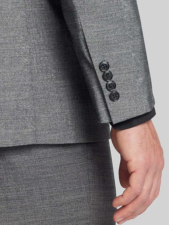 Joseph Abboud Classic Fit Premium Wool Blend Suit Jacket, Gray Solid - Image 4 of 9