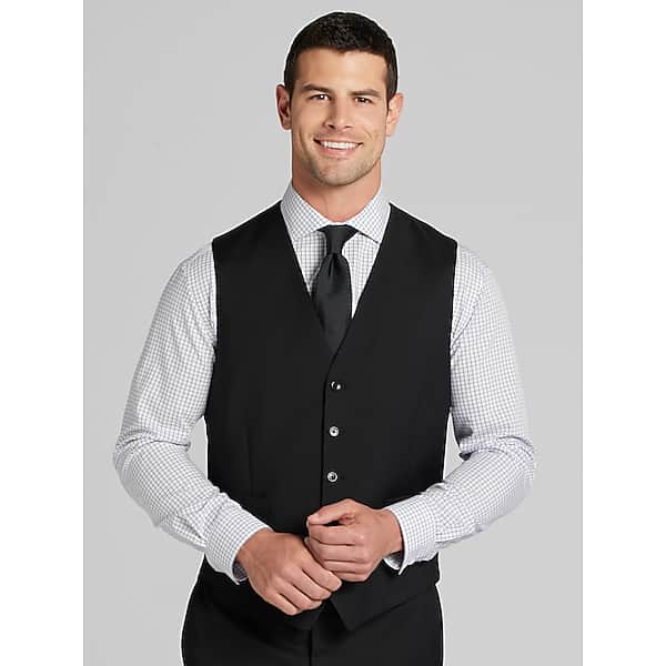 Joseph Abboud Classic Fit Wool Blend Men's Suit Vest Black Solid - Size: 3XLT TMW3YY53XT02