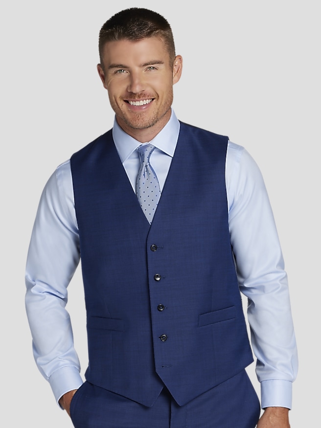 Joseph Abboud Big & Tall Classic Fit Wool Blend Men's Suit Vest , Bright Navy / Blue