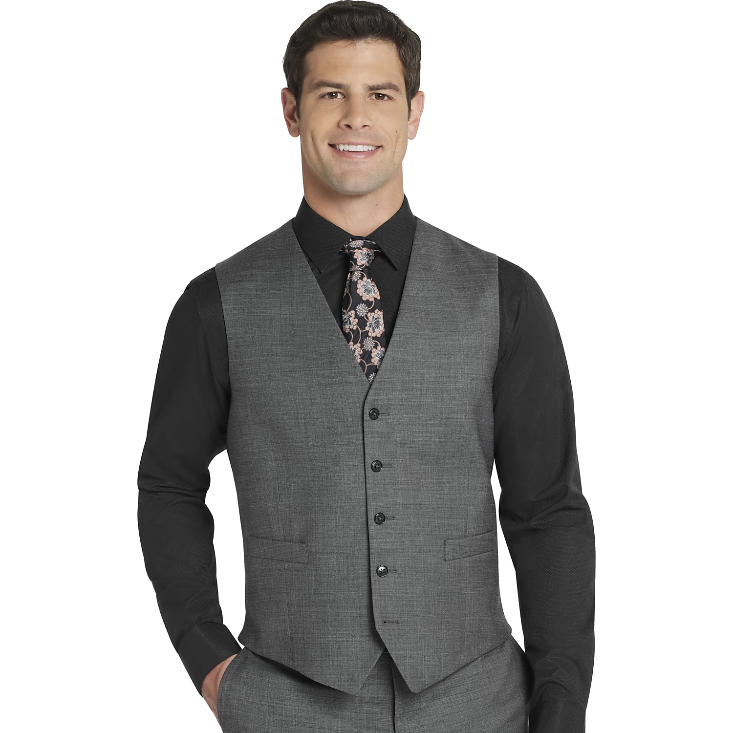 Joseph Abboud Classic Fit Gray Suit Vest – Premium Wool Blend Men’s Dress Waistcoat for Weddings, Work and Formal Events